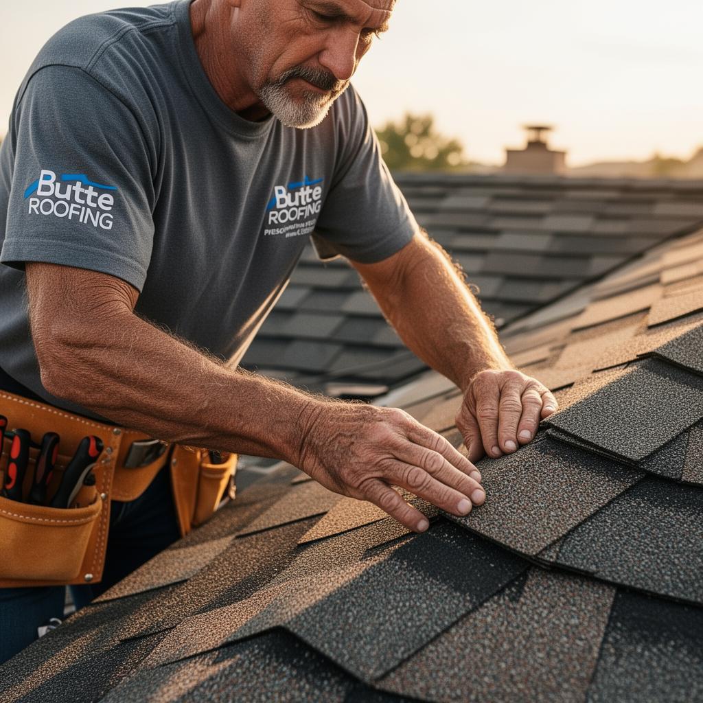 Career craftsman installing premium shingles